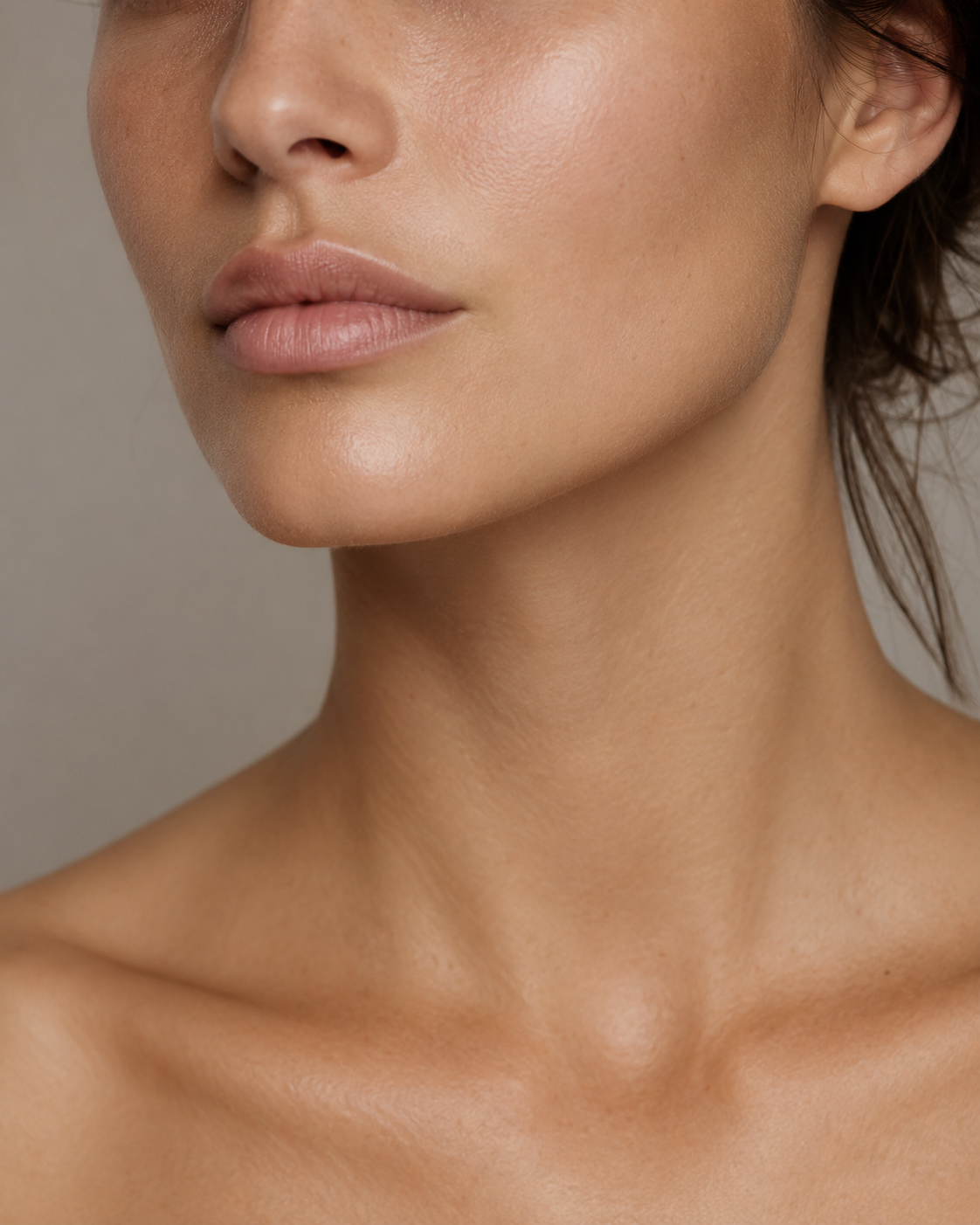 Editorial portrait illustrating jawline assessment