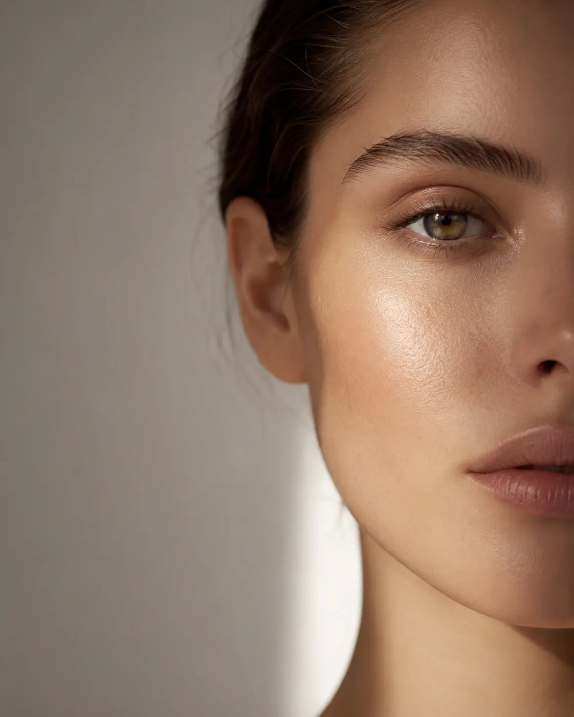Editorial portrait illustrating facial symmetry assessment