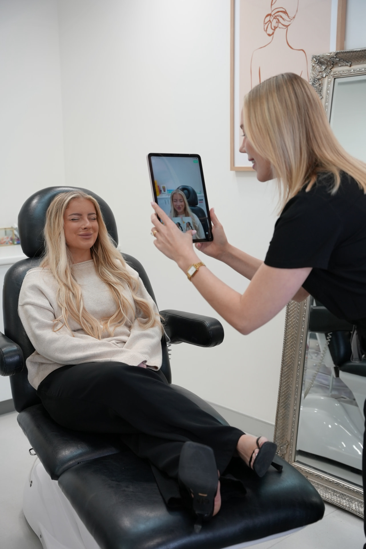 Chelsea photographing a facial assessment for review