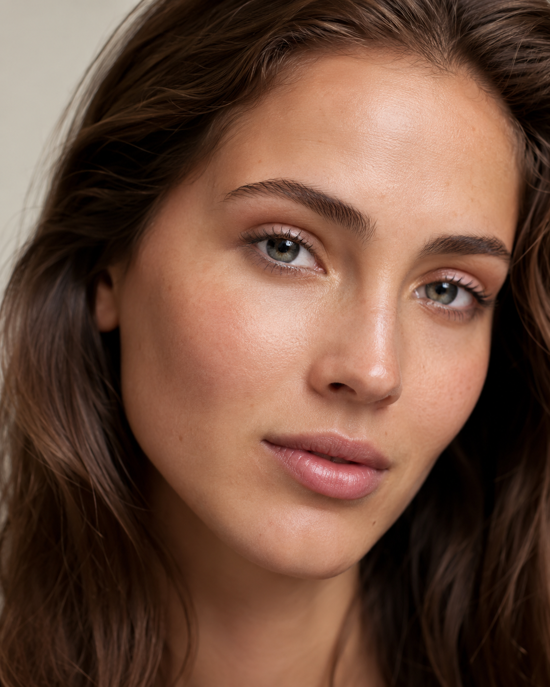 Editorial portrait illustrating skin texture assessment