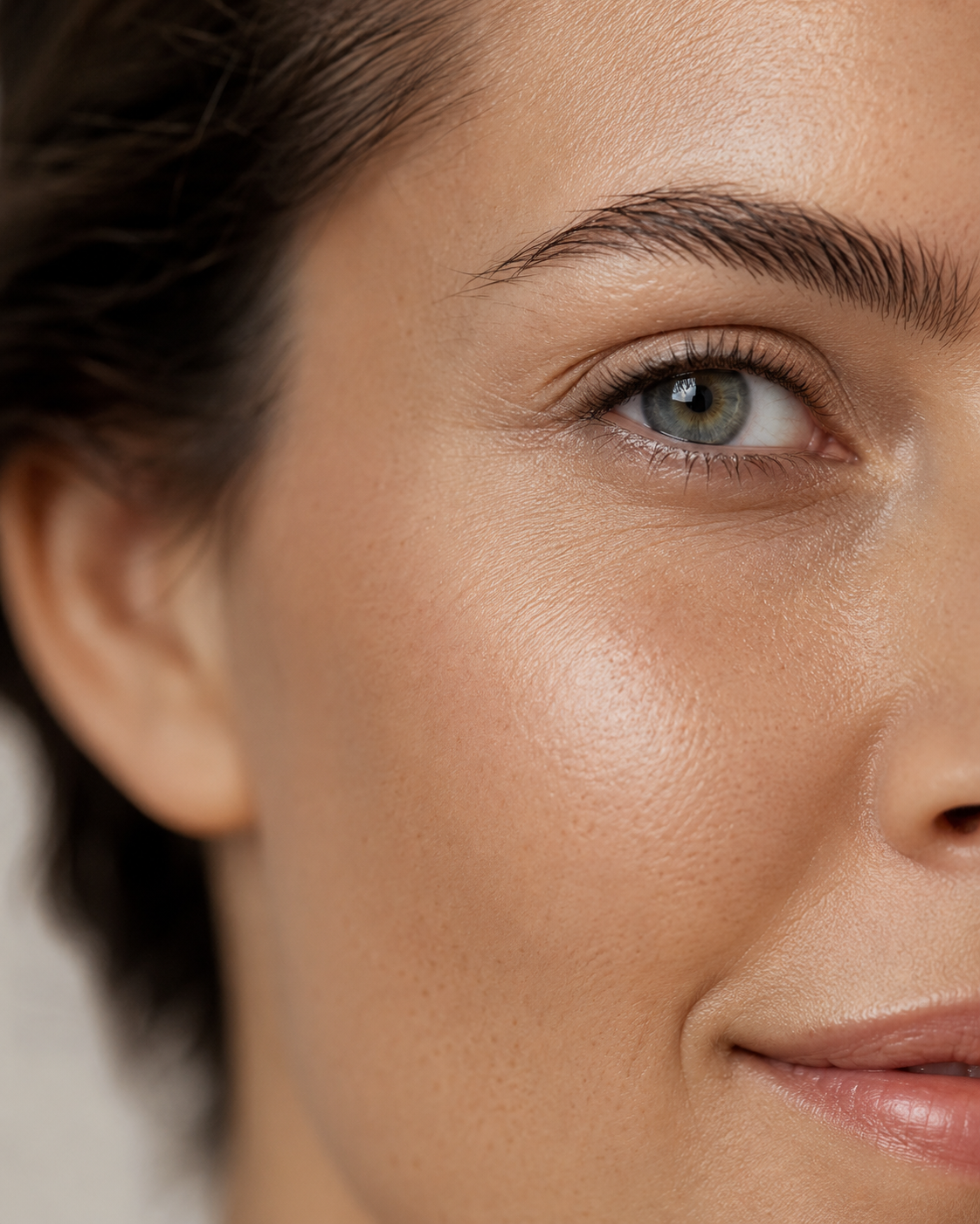 Editorial portrait illustrating fine lines & facial movement assessment